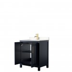 30 Inch Single Bathroom Vanity in Dark Blue, Light-Vein Carrara Cultured Marble Countertop, Sink, No Mirror