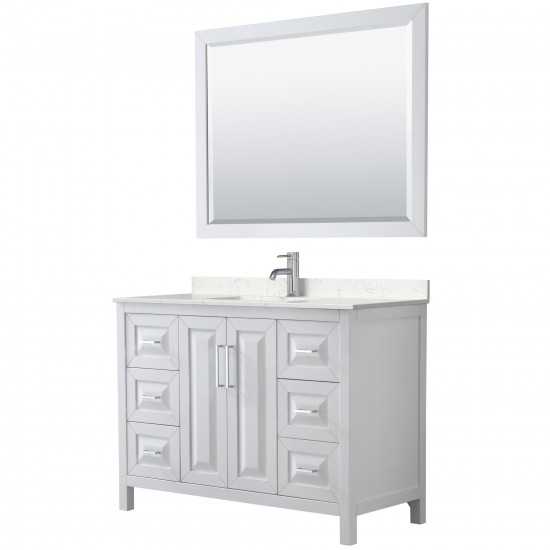 48 Inch Single Bathroom Vanity in White, Light-Vein Carrara Cultured Marble Countertop, Sink, 46 Inch Mirror