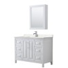 48 Inch Single Bathroom Vanity in White, Light-Vein Carrara Cultured Marble Countertop, Sink, Medicine Cabinet