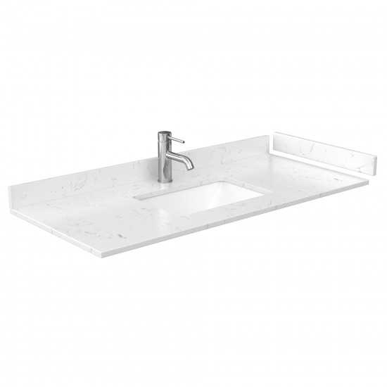 48 Inch Single Bathroom Vanity in White, Light-Vein Carrara Cultured Marble Countertop, Sink, Medicine Cabinet