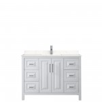 48 Inch Single Bathroom Vanity in White, Light-Vein Carrara Cultured Marble Countertop, Sink, No Mirror