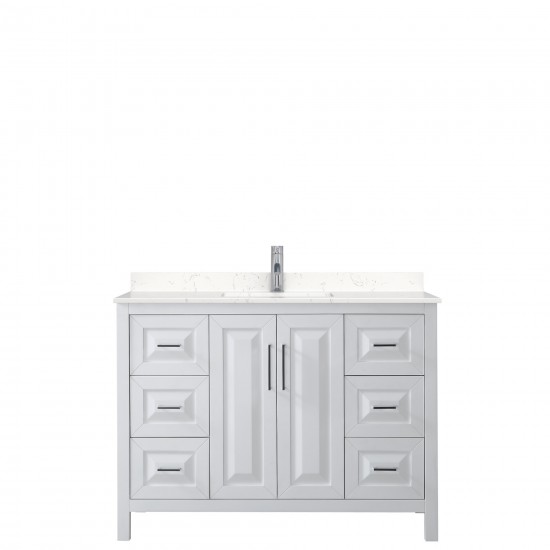 48 Inch Single Bathroom Vanity in White, Light-Vein Carrara Cultured Marble Countertop, Sink, No Mirror