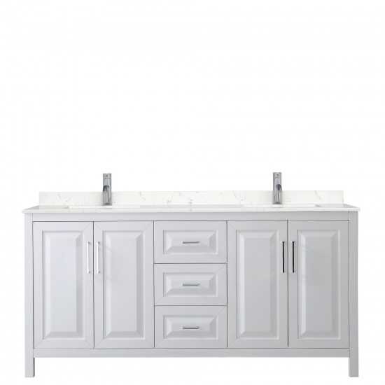 72 Inch Double Bathroom Vanity in White, Light-Vein Carrara Cultured Marble Countertop, Sinks, No Mirror