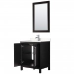 30 Inch Single Bathroom Vanity in Dark Espresso, Light-Vein Carrara Cultured Marble Countertop, Sink, 24 Inch Mirror