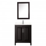 30 Inch Single Bathroom Vanity in Dark Espresso, Light-Vein Carrara Cultured Marble Countertop, Sink, Medicine Cabinet
