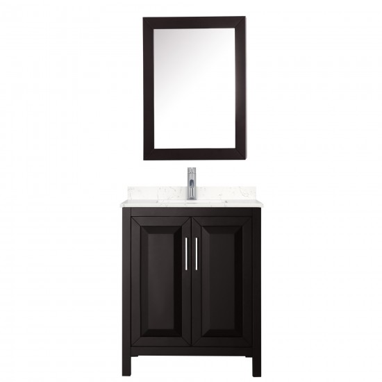 30 Inch Single Bathroom Vanity in Dark Espresso, Light-Vein Carrara Cultured Marble Countertop, Sink, Medicine Cabinet