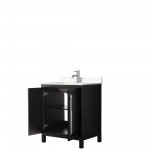 30 Inch Single Bathroom Vanity in Dark Espresso, Light-Vein Carrara Cultured Marble Countertop, Sink, No Mirror