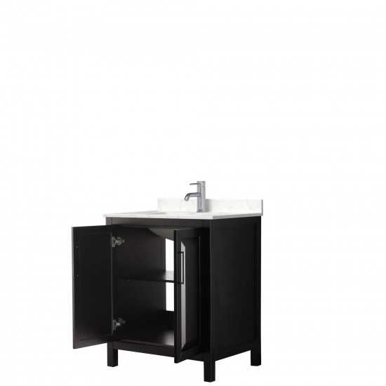 30 Inch Single Bathroom Vanity in Dark Espresso, Light-Vein Carrara Cultured Marble Countertop, Sink, No Mirror