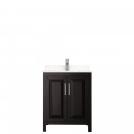 30 Inch Single Bathroom Vanity in Dark Espresso, Light-Vein Carrara Cultured Marble Countertop, Sink, No Mirror