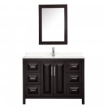 48 Inch Single Bathroom Vanity in Dark Espresso, Light-Vein Carrara Cultured Marble Countertop, Sink, Medicine Cabinet