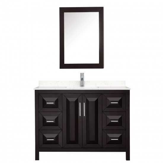 48 Inch Single Bathroom Vanity in Dark Espresso, Light-Vein Carrara Cultured Marble Countertop, Sink, Medicine Cabinet