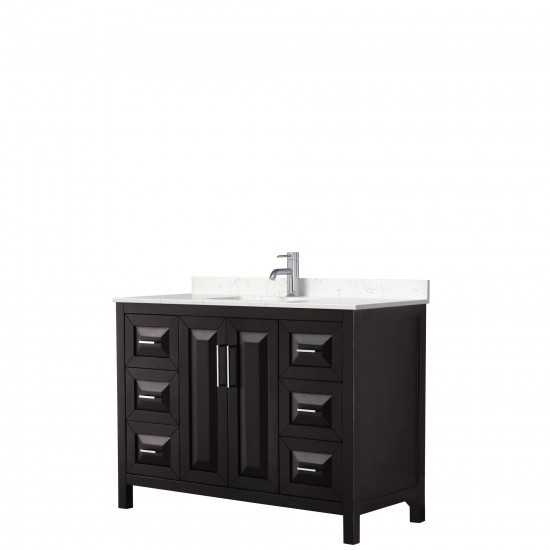 48 Inch Single Bathroom Vanity in Dark Espresso, Light-Vein Carrara Cultured Marble Countertop, Sink, No Mirror