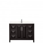 48 Inch Single Bathroom Vanity in Dark Espresso, Light-Vein Carrara Cultured Marble Countertop, Sink, No Mirror