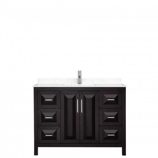 48 Inch Single Bathroom Vanity in Dark Espresso, Light-Vein Carrara Cultured Marble Countertop, Sink, No Mirror