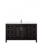 60 Inch Single Bathroom Vanity in Dark Espresso, Light-Vein Carrara Cultured Marble Countertop, Sink, No Mirror