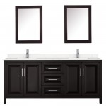 80 Inch Double Bathroom Vanity in Dark Espresso, Light-Vein Carrara Cultured Marble Countertop, Sinks, Medicine Cabinets