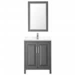 30 Inch Single Bathroom Vanity in Dark Gray, Light-Vein Carrara Cultured Marble Countertop, Sink, 24 Inch Mirror