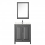 30 Inch Single Bathroom Vanity in Dark Gray, Light-Vein Carrara Cultured Marble Countertop, Sink, Medicine Cabinet