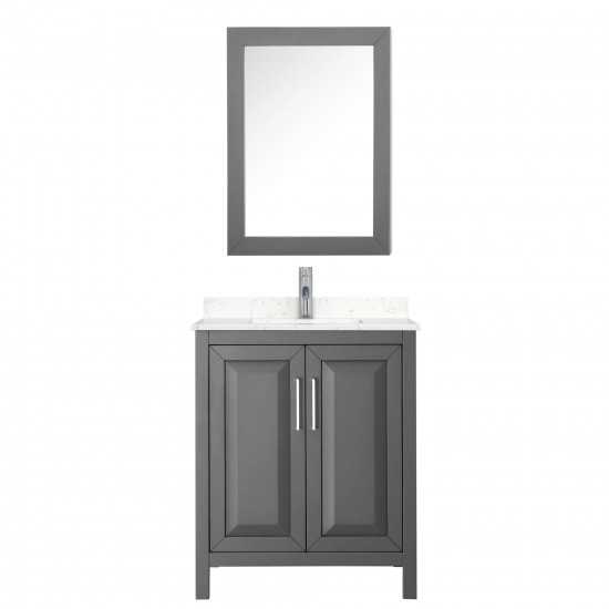 30 Inch Single Bathroom Vanity in Dark Gray, Light-Vein Carrara Cultured Marble Countertop, Sink, Medicine Cabinet