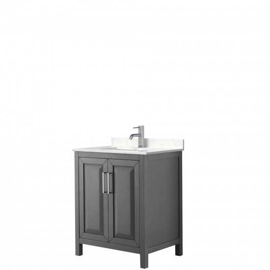 30 Inch Single Bathroom Vanity in Dark Gray, Light-Vein Carrara Cultured Marble Countertop, Sink, No Mirror