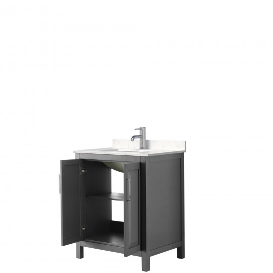 30 Inch Single Bathroom Vanity in Dark Gray, Light-Vein Carrara Cultured Marble Countertop, Sink, No Mirror