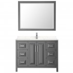 48 Inch Single Bathroom Vanity in Dark Gray, Light-Vein Carrara Cultured Marble Countertop, Sink, 46 Inch Mirror