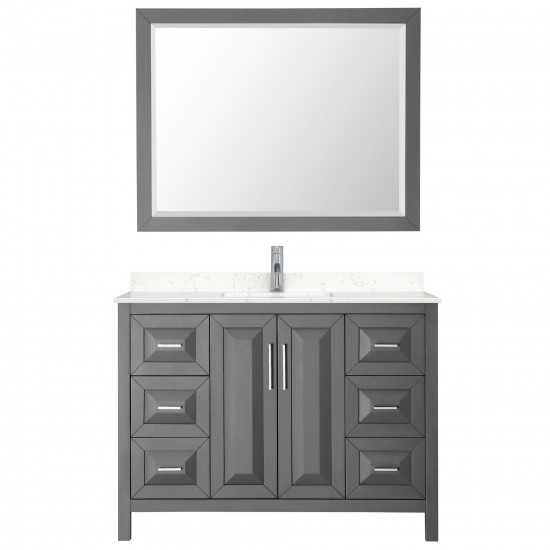 48 Inch Single Bathroom Vanity in Dark Gray, Light-Vein Carrara Cultured Marble Countertop, Sink, 46 Inch Mirror