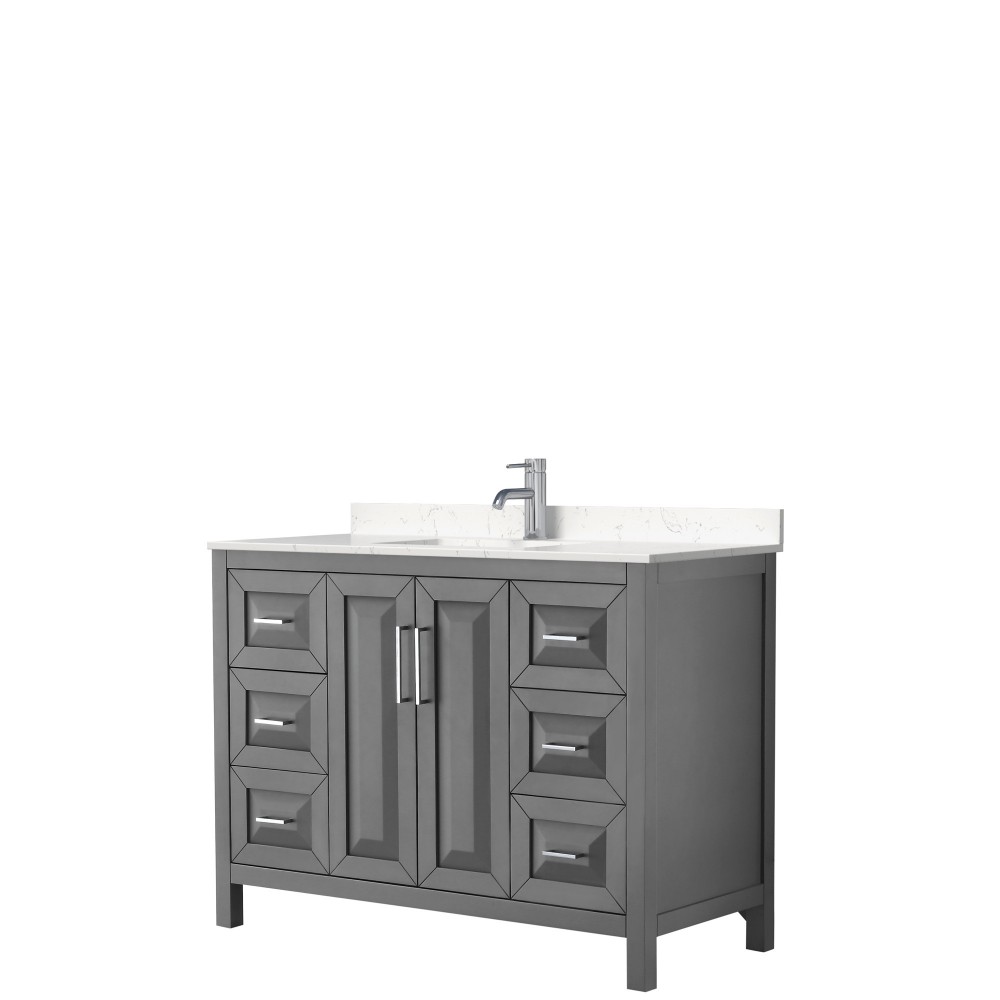 48 Inch Single Bathroom Vanity in Dark Gray, Light-Vein Carrara Cultured Marble Countertop, Sink, No Mirror