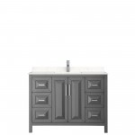 48 Inch Single Bathroom Vanity in Dark Gray, Light-Vein Carrara Cultured Marble Countertop, Sink, No Mirror