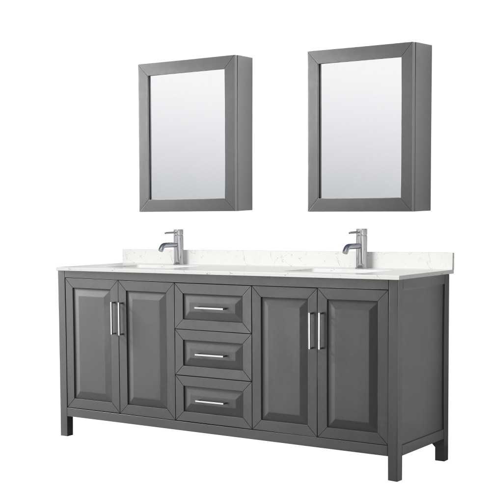 80 Inch Double Bathroom Vanity in Dark Gray, Light-Vein Carrara Cultured Marble Countertop, Sinks, Medicine Cabinets 80 Inch Double Bathroom Vanity in Dark Gray, Light-Vein Carrara Cultured Marble Countertop, Sinks, Medicine Cabinets
