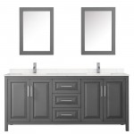 80 Inch Double Bathroom Vanity in Dark Gray, Light-Vein Carrara Cultured Marble Countertop, Sinks, Medicine Cabinets