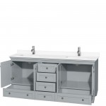 72 Inch Double Bathroom Vanity in Oyster Gray, White Cultured Marble Countertop, Sinks, No Mirrors