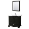 36 Inch Single Bathroom Vanity in Dark Espresso, White Cultured Marble Countertop, Sink, Medicine Cabinet