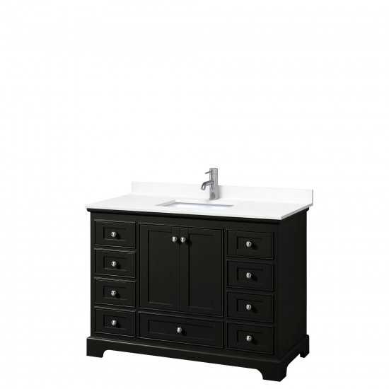 48 Inch Single Bathroom Vanity in Dark Espresso, White Cultured Marble Countertop, Sink, No Mirror