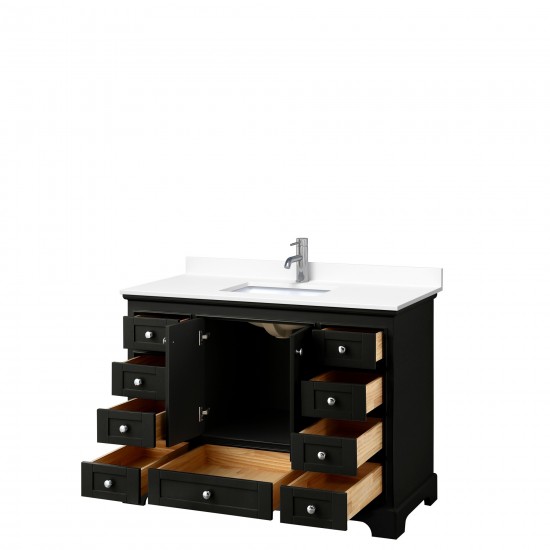 48 Inch Single Bathroom Vanity in Dark Espresso, White Cultured Marble Countertop, Sink, No Mirror