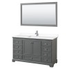 60 Inch Single Bathroom Vanity in Dark Gray, White Cultured Marble Countertop, Sink, 58 Inch Mirror
