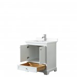 30 Inch Single Bathroom Vanity in White, White Cultured Marble Countertop, Sink, No Mirror