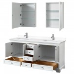 72 Inch Double Bathroom Vanity in White, White Cultured Marble Countertop, Sinks, Medicine Cabinets