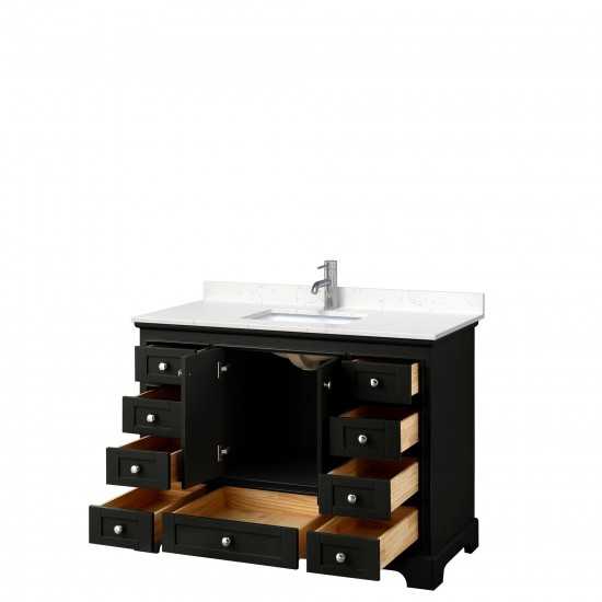 48 Inch Single Bathroom Vanity in Dark Espresso, Light-Vein Carrara Cultured Marble Countertop, Sink, No Mirror