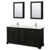 72 Inch Double Bathroom Vanity in Dark Espresso, Light-Vein Carrara Cultured Marble Countertop, Sinks, Medicine Cabinets