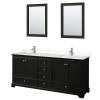 80 Inch Double Bathroom Vanity in Dark Espresso, Light-Vein Carrara Cultured Marble Countertop, Sinks, 24 Inch Mirrors