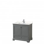 36 Inch Single Bathroom Vanity in Dark Gray, Light-Vein Carrara Cultured Marble Countertop, Sink, No Mirror