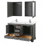 60 Inch Double Bathroom Vanity in Dark Gray, Light-Vein Carrara Cultured Marble Countertop, Sinks, Medicine Cabinets