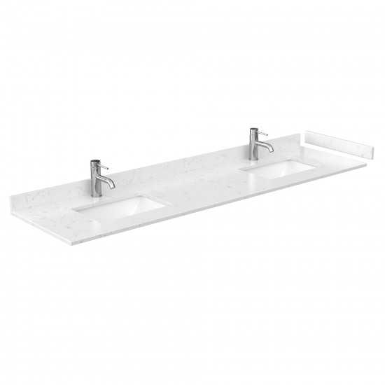 80 Inch Double Bathroom Vanity in White, Light-Vein Carrara Cultured Marble Countertop, Sinks, Medicine Cabinets