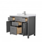 42 Inch Single Bathroom Vanity in Dark Gray, White Cultured Marble Countertop, Sink, No Mirror