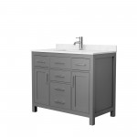 42 Inch Single Bathroom Vanity in Dark Gray, Carrara Cultured Marble Countertop, Sink, No Mirror