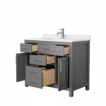 42 Inch Single Bathroom Vanity in Dark Gray, Carrara Cultured Marble Countertop, Sink, No Mirror