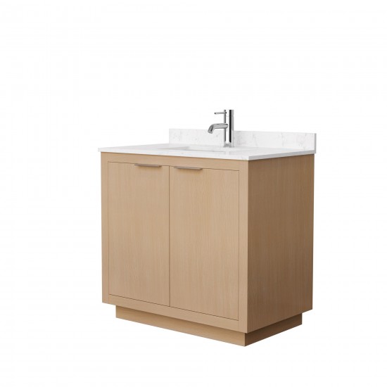 36 Inch Single Bathroom Vanity in Light Straw, Light-Vein Carrara Cultured Marble Countertop, Sink