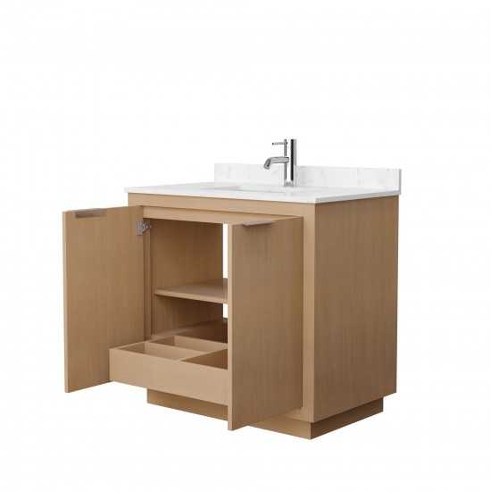 36 Inch Single Bathroom Vanity in Light Straw, Light-Vein Carrara Cultured Marble Countertop, Sink