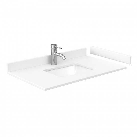 36 Inch Single Bathroom Vanity in Light Straw, White Cultured Marble Countertop, Sink